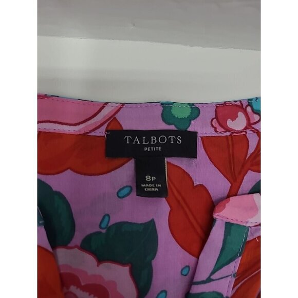 Talbots Dress Women's Size 8 Petite Lightweight Floral Fitted Ruffle Hem - Picture 4 of 8